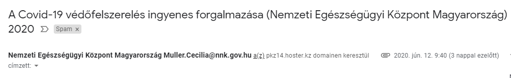 COVID spam terjed Müller Cecília nevében