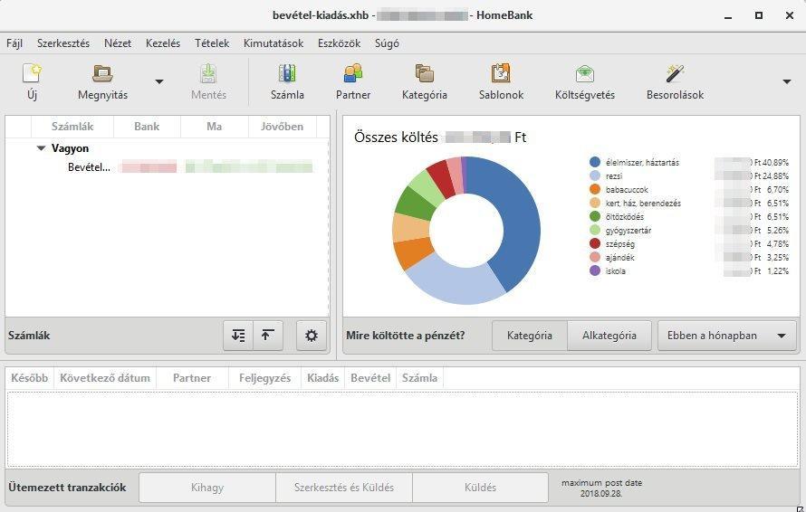 Költségvetés otthoni nyilvántartása - HomeBank